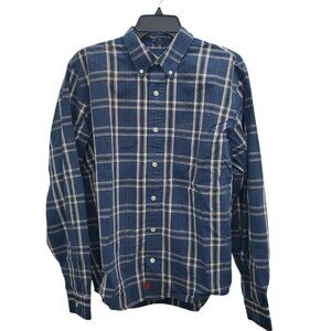 Abercrombie & Fitch Muscle Men's Y2K Blue White Plaid‎ Cotton Button Up Shirt M